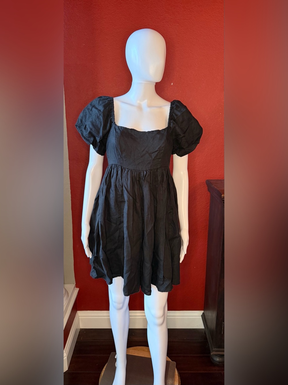 DISSH Danielle Linen Mini Dress Black Size AU 10 US 6 GUC